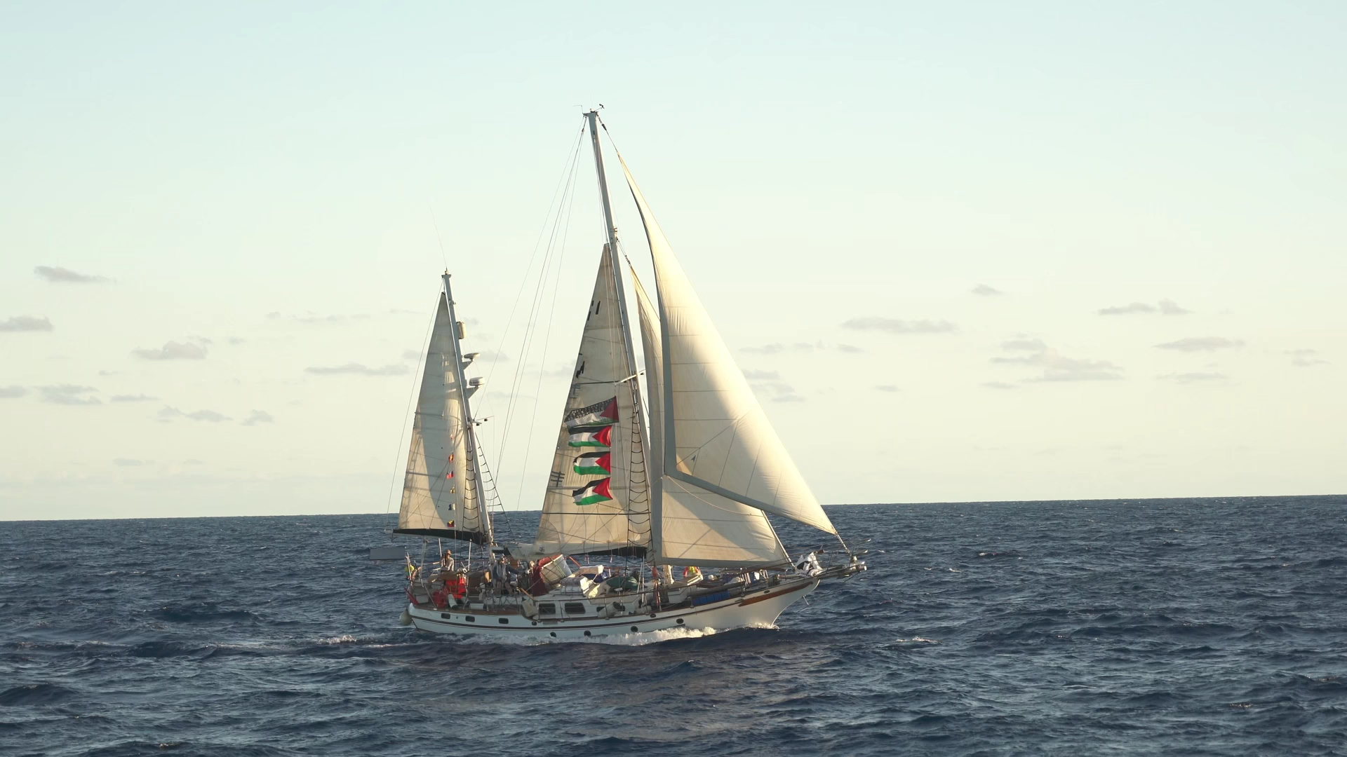 Sailing vessel with flags